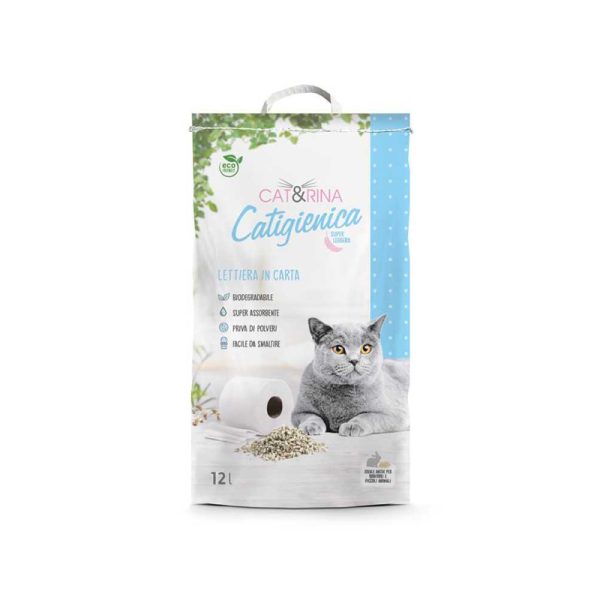 Lettiera per Gatti in Carta Riciclata Cat&Rina Catigienica 12L Lettiera per Gatti in Carta Riciclata Cat&Rina Catigienica 12L